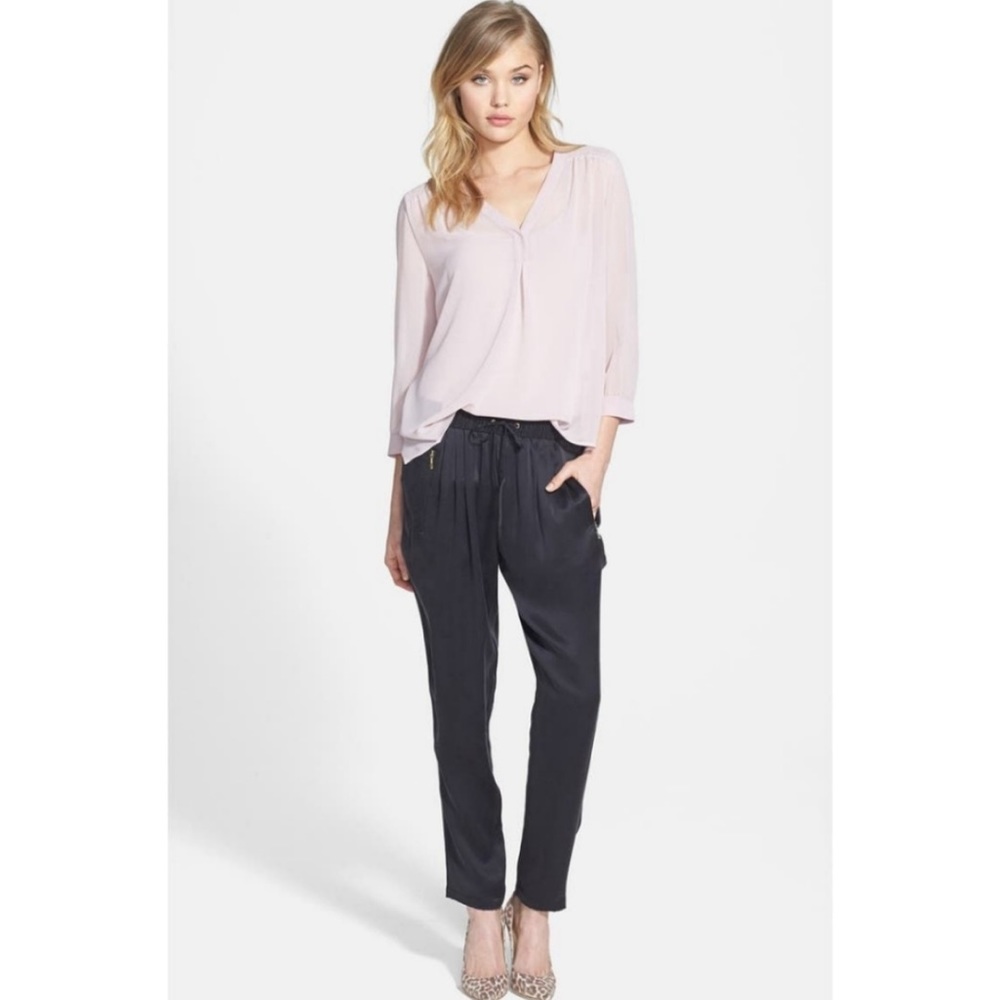PAIGE Shani Silky Black Track Drawstring Pants